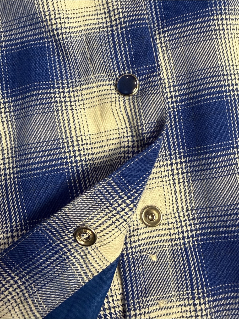 DIXXON womans Blue and White Plaid Button-Down Shirt - Picture 4 of 7